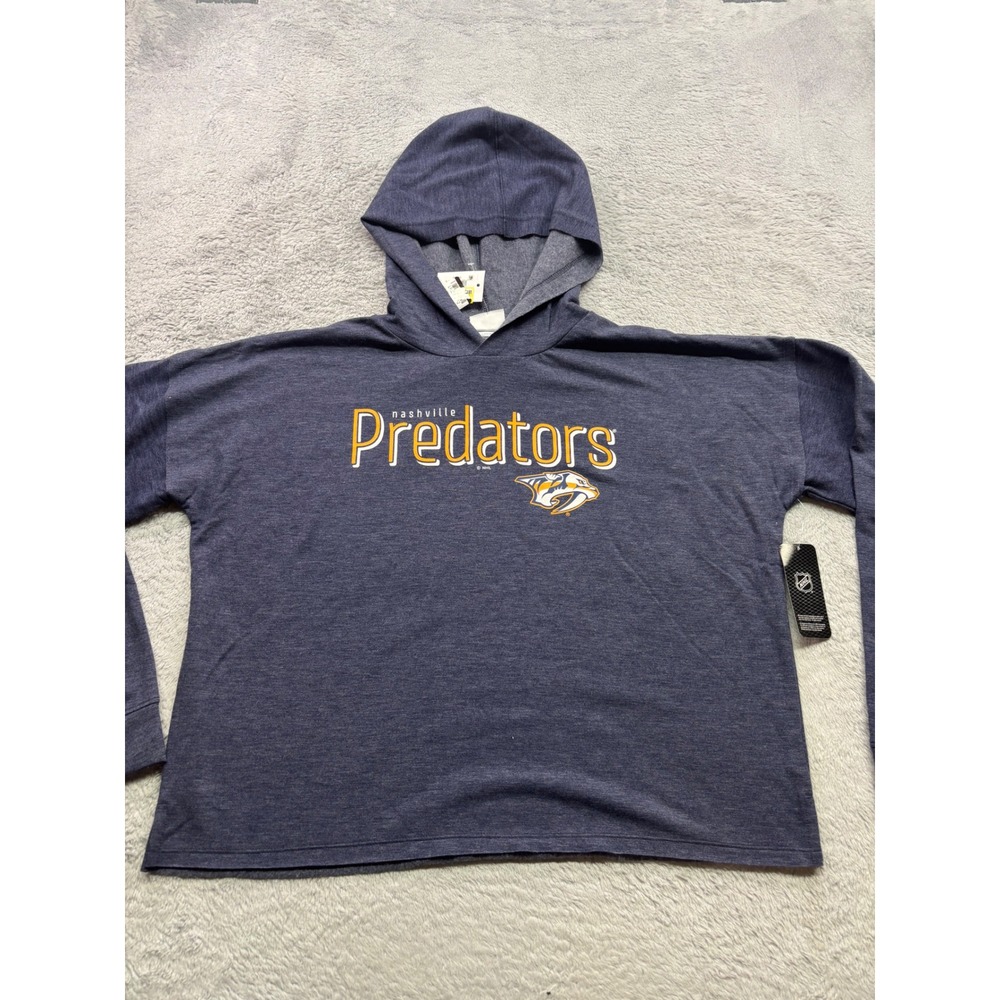 NHL Nashville Predators Womens Hoodie Blue Heather Graphic Sweatshirt Medium NEW